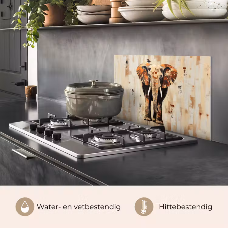 Olifant - Slurf - Mozaïek - Abstract keuken achterwand spatscherm klein -usp_NL