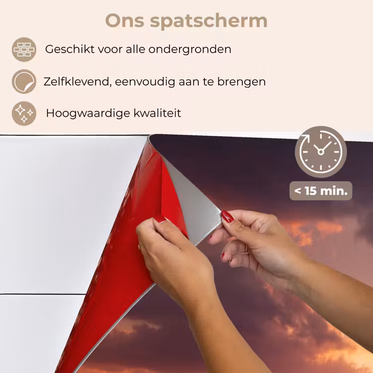 Olifanten - Grasland - Zonsondergang keuken achterwand spatscherm klein -spatscherm_NL