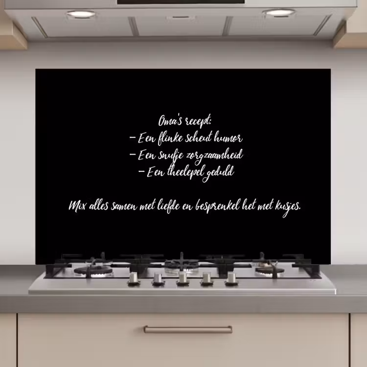 Oma's recept - Koken - Quotes - Spreuken - Oma keuken achterwand spatscherm klein -3d_website