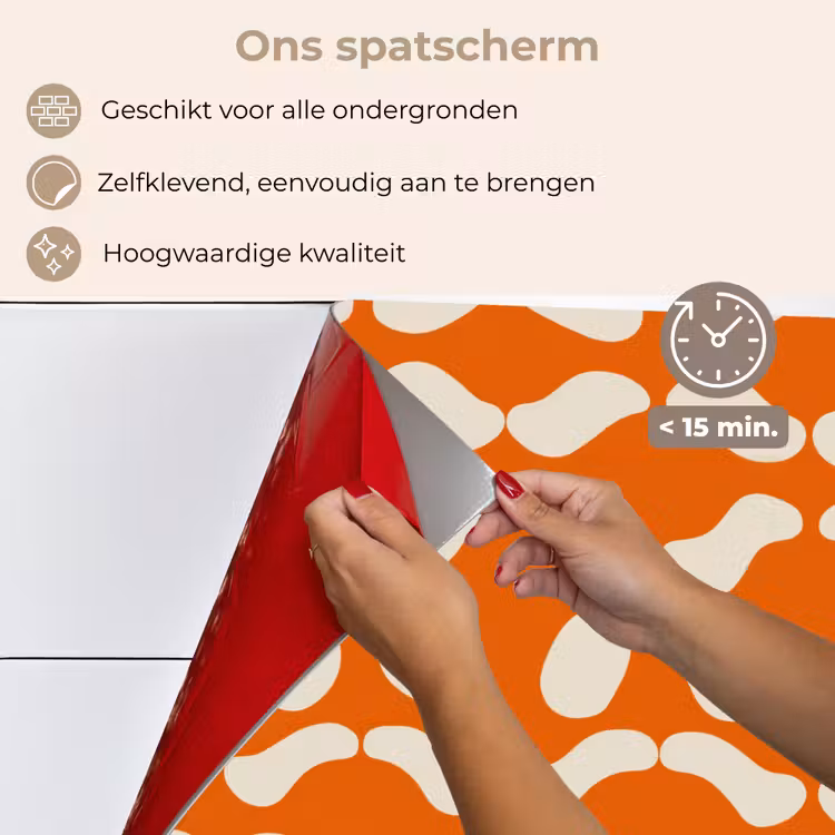 Oranje - Organische vormen - Wit keuken achterwand spatscherm klein 900 -spatscherm_NL