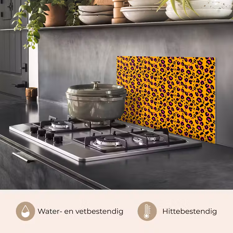 Oranje - Roze - Panterprint keuken achterwand spatscherm klein 900 -usp_NL
