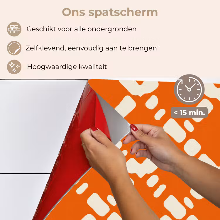 Oranje - Ruitpatroon - Wit keuken achterwand spatscherm klein 900 -spatscherm_NL