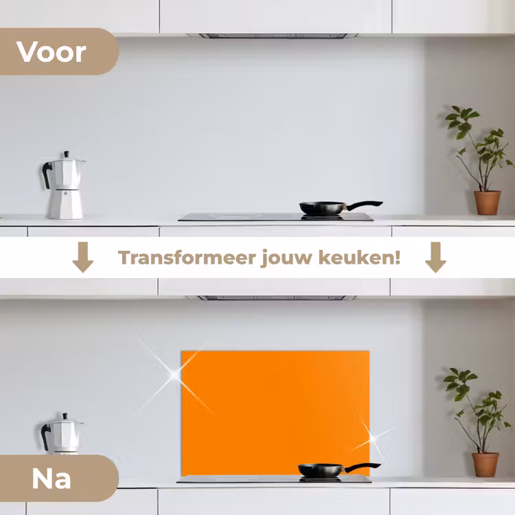 Oranje - Seizoenen - Herfst - Kleur keuken achterwand spatscherm klein 900 -voor_na_NL