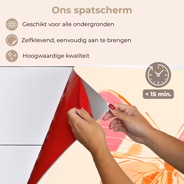 Oranje - Vlinder - Minimalistisch keuken achterwand spatscherm klein -spatscherm_NL