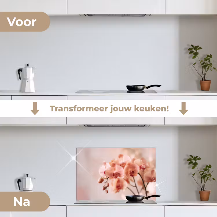 Orchidee - Bloemen - Roze - Bloemblaadjes keuken achterwand spatscherm klein -voor_na_NL