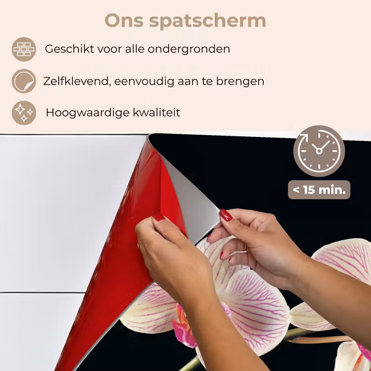 Orchidee - Bloemen - Zwart - Roze - Knoppen keuken achterwand spatscherm klein -spatscherm_NL