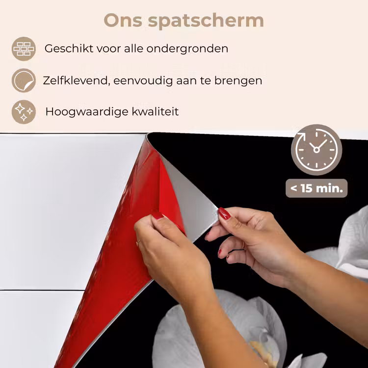 Orchidee - Bloemen - Zwart - Wit - Stilleven keuken achterwand spatscherm klein -spatscherm_NL