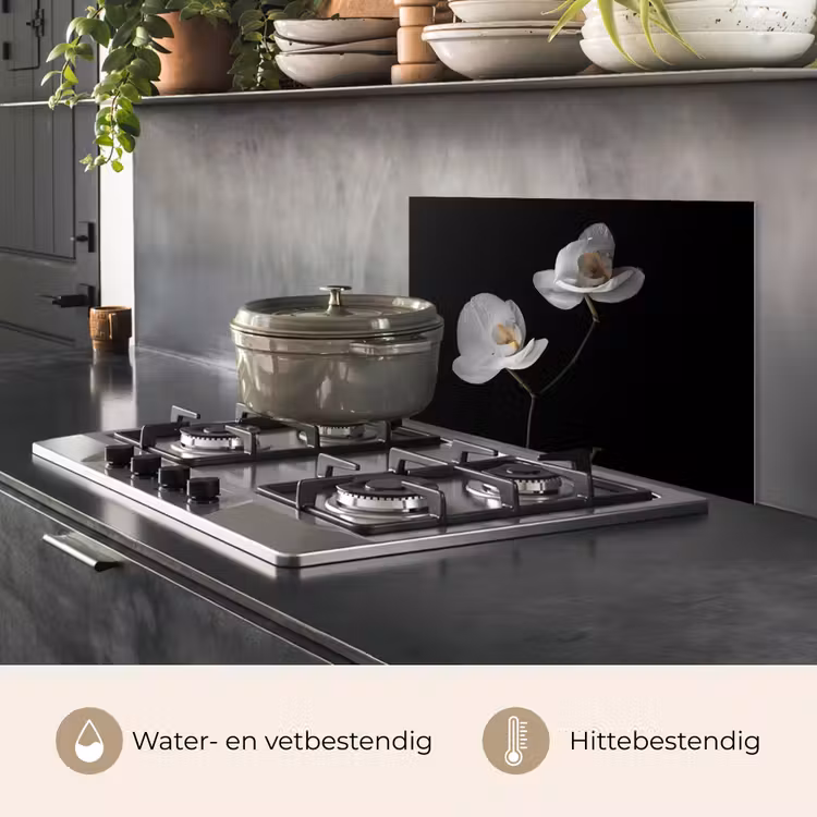Orchidee - Bloemen - Zwart - Wit - Stilleven keuken achterwand spatscherm klein -usp_NL