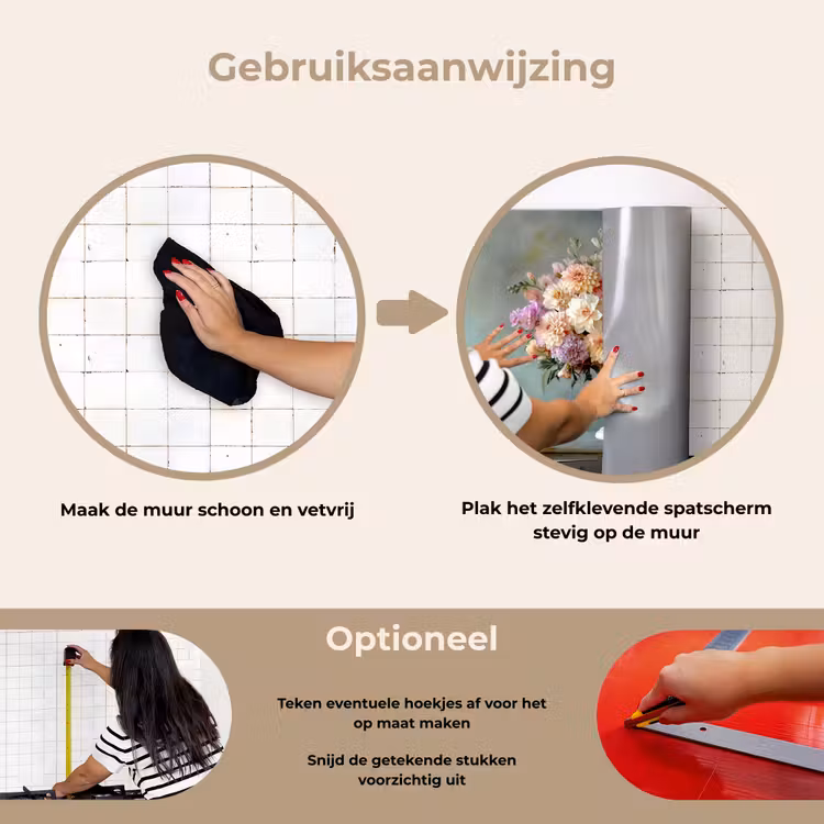 Orchidee - Boeket - Vaas - Bloemen keuken achterwand spatscherm klein -gebruiksaanwijzing_NL