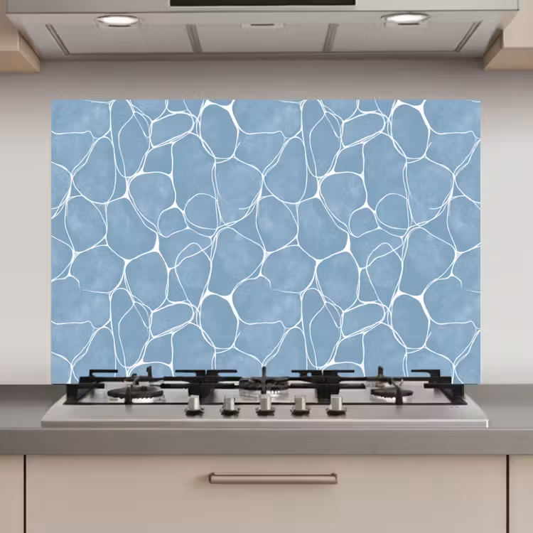 Organisch - Patroon - Blauw keuken achterwand spatscherm klein 900 -3d_website
