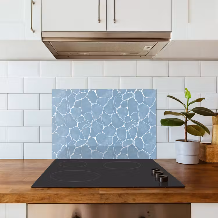 Organisch - Patroon - Blauw keuken achterwand spatscherm klein 900 -sfeer2