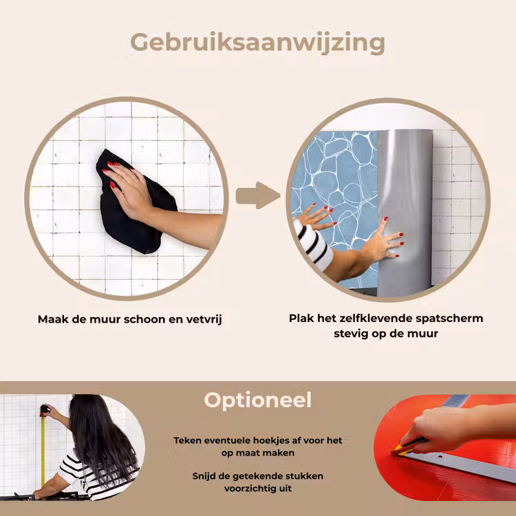 Organisch - Patroon - Blauw keuken achterwand spatscherm klein 900 -gebruiksaanwijzing_NL