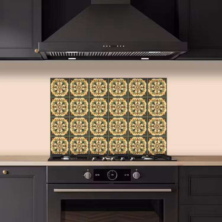 Ornament - Patroon - Groen keuken achterwand spatscherm klein 900 -sfeer1