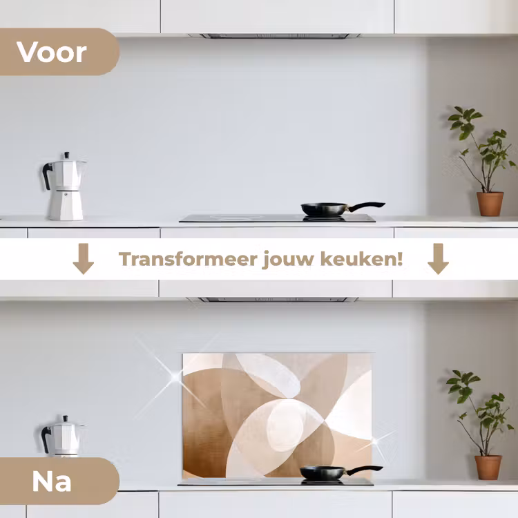 Ovale vormen - Transparant - Zachte overgang keuken achterwand spatscherm klein -voor_na_NL
