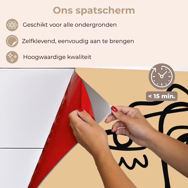 Overlappende profielen - Lichtbruin - Zwart keuken achterwand spatscherm klein -spatscherm_NL