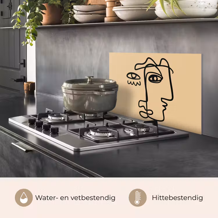 Overlappende profielen - Lichtbruin - Zwart keuken achterwand spatscherm klein -usp_NL