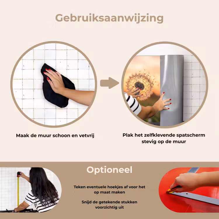 Paardenbloem - Zonsondergang - Veld keuken achterwand spatscherm klein -gebruiksaanwijzing_NL