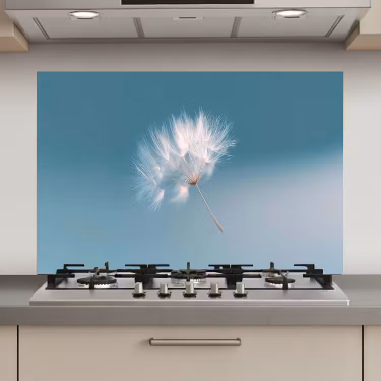 Paardenbloempluisje - Blauw - Lucht keuken achterwand spatscherm klein -3d_website