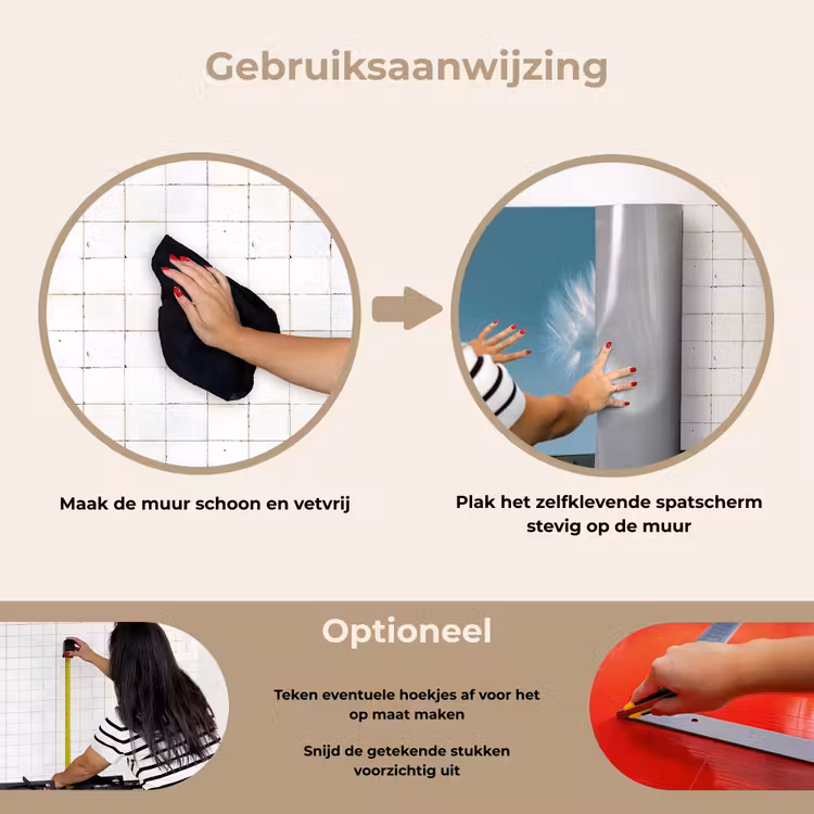 Paardenbloempluisje - Blauw - Lucht keuken achterwand spatscherm klein -gebruiksaanwijzing_NL