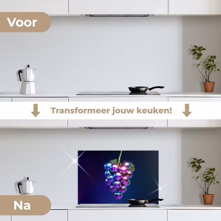 Paars - Disco - Feest - Druif keuken achterwand spatscherm klein -voor_na_NL