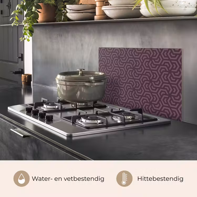 Paars - Geometrisch - Patroon - Donker keuken achterwand spatscherm klein 900 -usp_NL