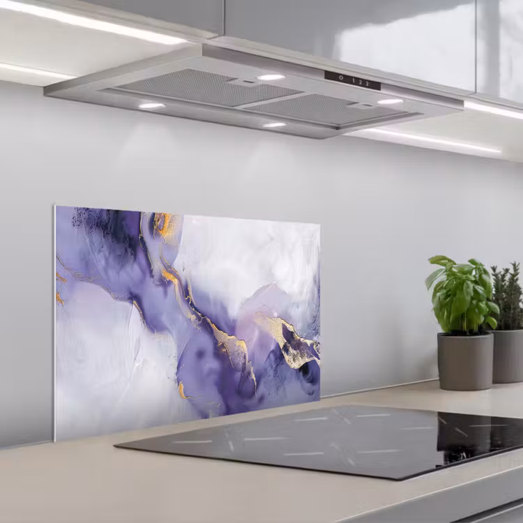 Paars - Modern - Marmer - Abstract keuken achterwand spatscherm klein -3d_schuin