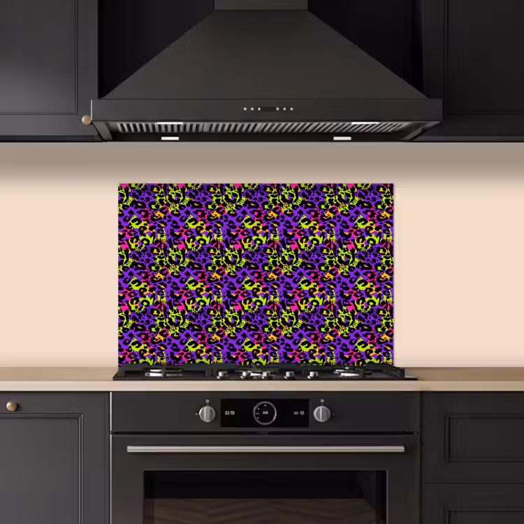 Paars - Neon - Dieren - Panter keuken achterwand spatscherm klein 900 -sfeer1