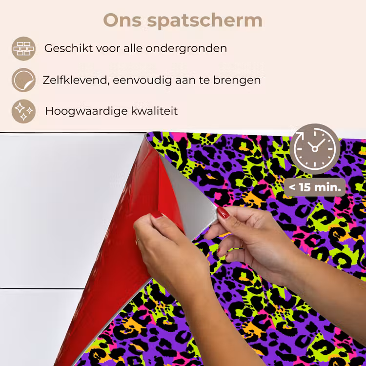 Paars - Neon - Dieren - Panter keuken achterwand spatscherm klein 900 -spatscherm_NL