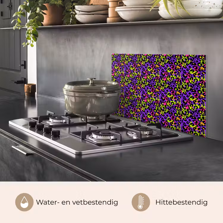 Paars - Neon - Dieren - Panter keuken achterwand spatscherm klein 900 -usp_NL