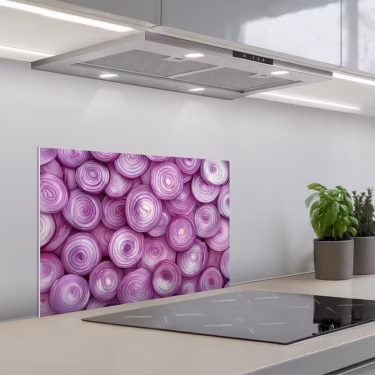 Paars - Uien - Close up keuken achterwand spatscherm klein -3d_schuin