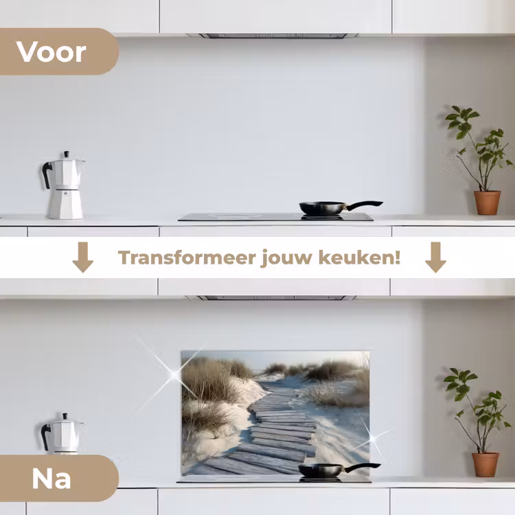 Pad - Planken - Duinen - Gras keuken achterwand spatscherm klein -voor_na_NL