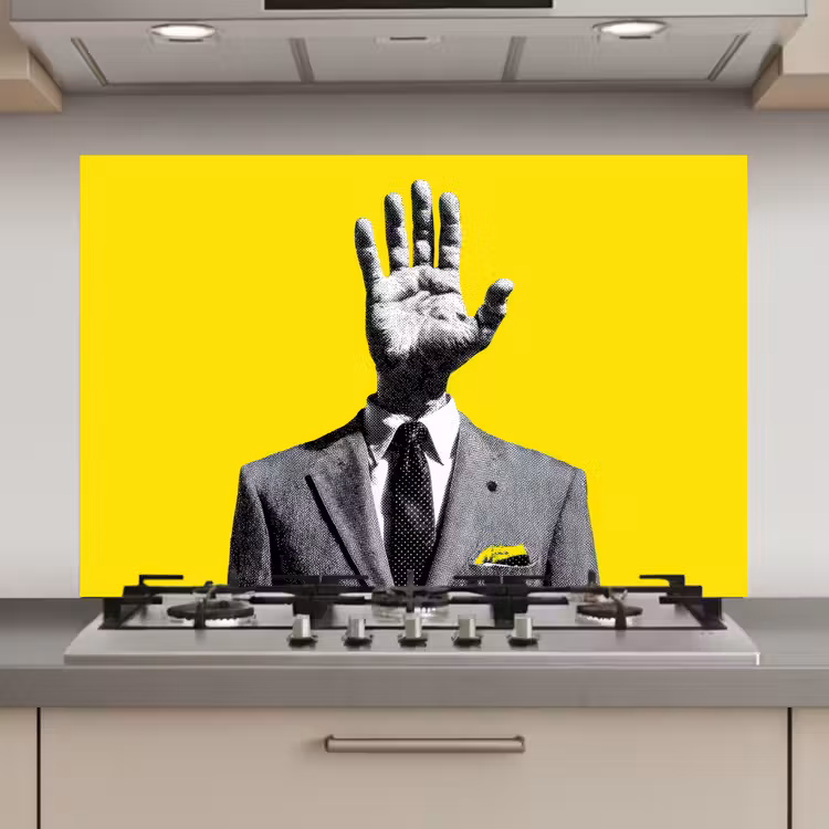 Pak - Hand - Geel keuken achterwand spatscherm klein -3d_website