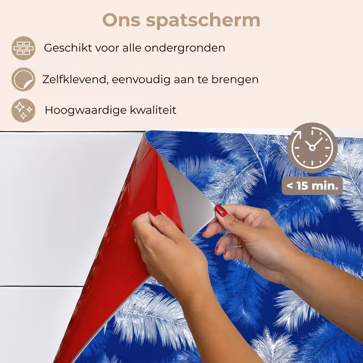 Palmblad - Patroon - Blauw keuken achterwand spatscherm klein 900 -spatscherm_NL