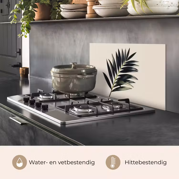 Palmblad - Subtiel - Groen - beige keuken achterwand spatscherm klein -usp_NL