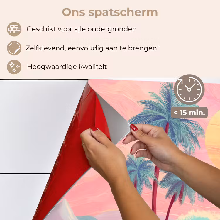 Palmbomen - Golven - Zee keuken achterwand spatscherm klein -spatscherm_NL