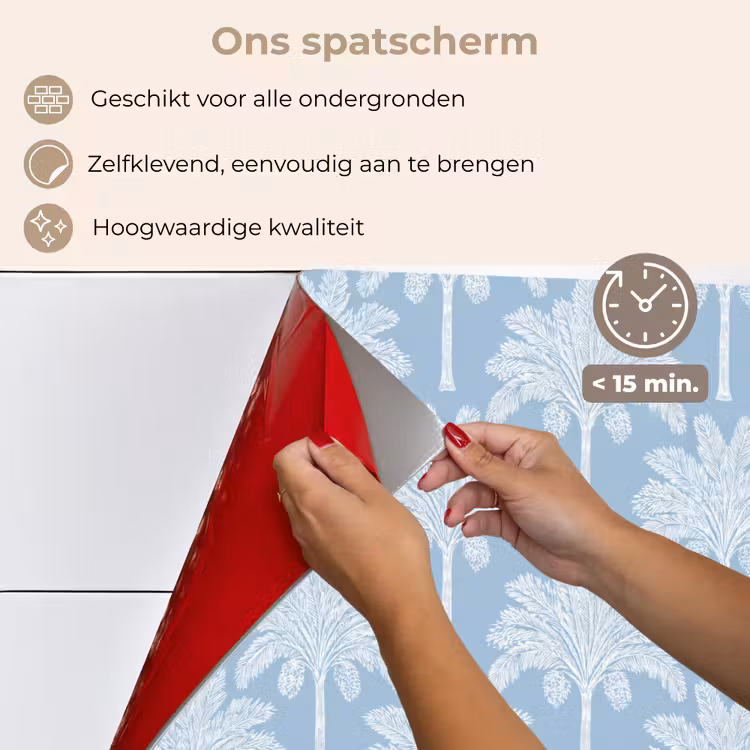Palmboom - Modern - Blauw keuken achterwand spatscherm klein 900 -spatscherm_NL