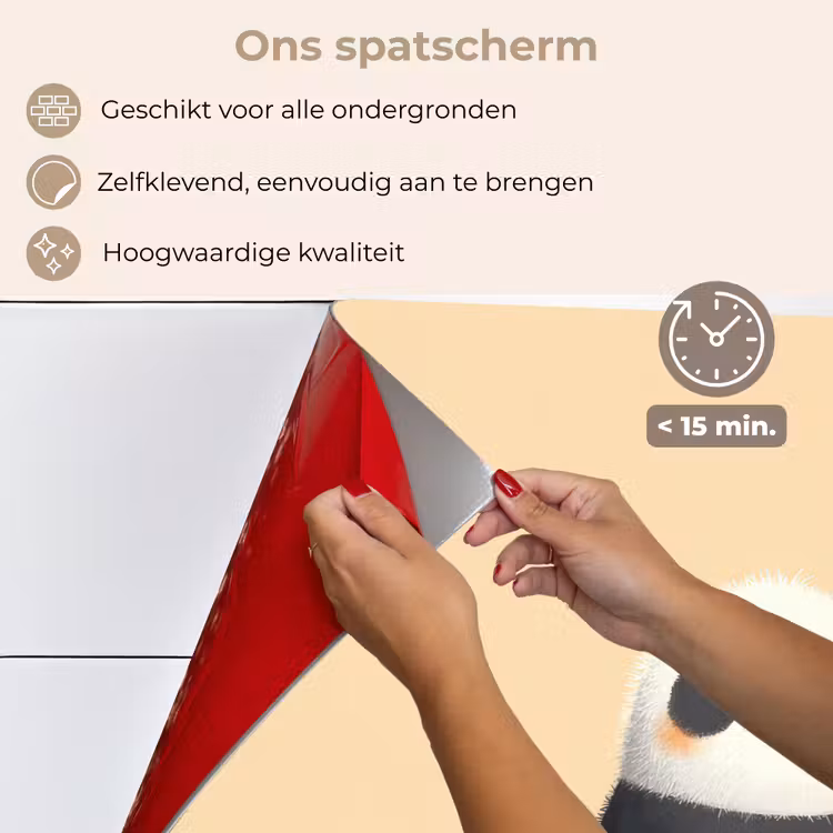 Panda - Beige - Minimalistisch keuken achterwand spatscherm klein -spatscherm_NL