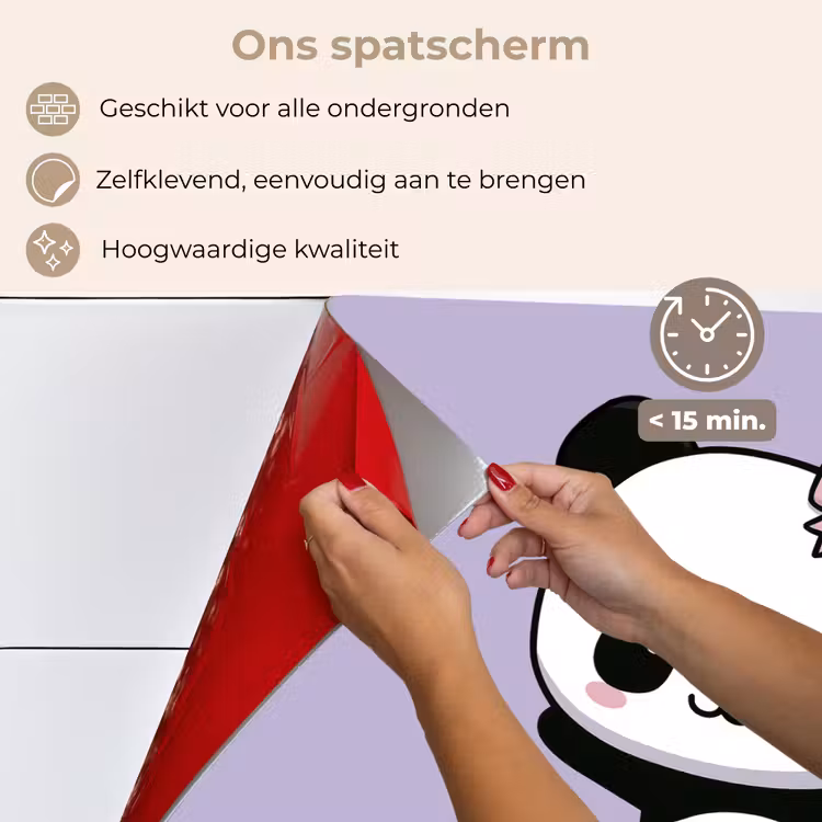 Panda - Paars - Sierlijk - Kawaii keuken achterwand spatscherm klein -spatscherm_NL