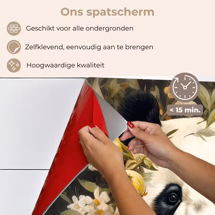 Panda - Pandabeer - Wilde dieren - Natuur - Bloemen keuken achterwand spatscherm klein -spatscherm_NL