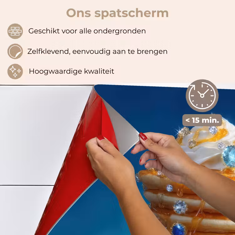 Pannenkoeken - Steentjes - Glitter - Slagroom keuken achterwand spatscherm klein -spatscherm_NL