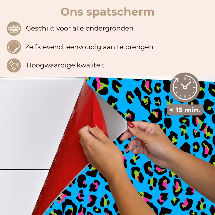 Panter - Blauw - Neon keuken achterwand spatscherm klein 900 -spatscherm_NL