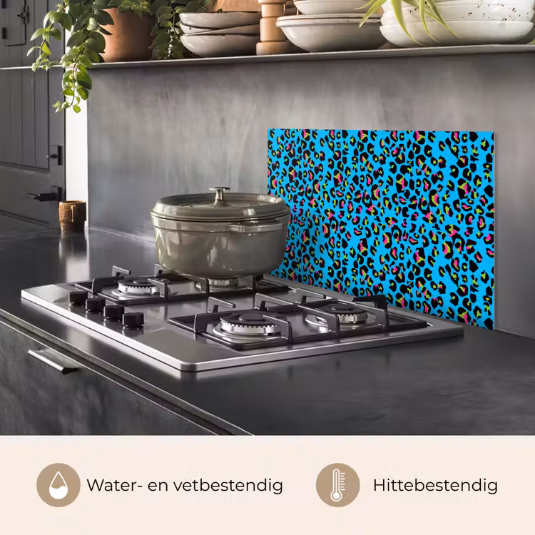 Panter - Blauw - Neon keuken achterwand spatscherm klein 900 -usp_NL