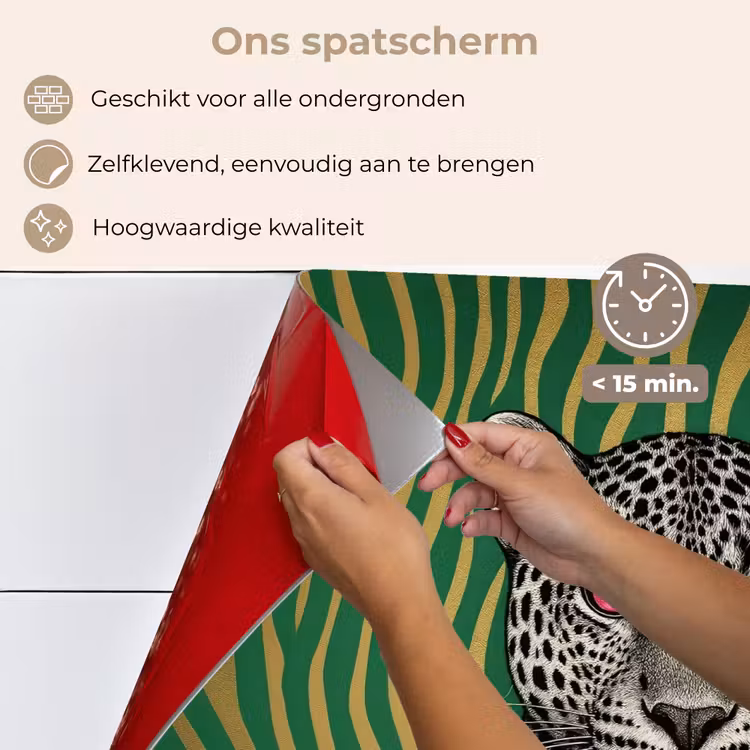 Panter - Zebrapatroon - Groen keuken achterwand spatscherm klein -spatscherm_NL
