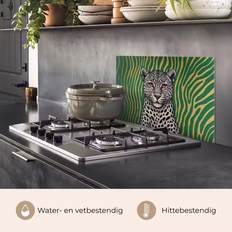 Panter - Zebrapatroon - Groen keuken achterwand spatscherm klein -usp_NL
