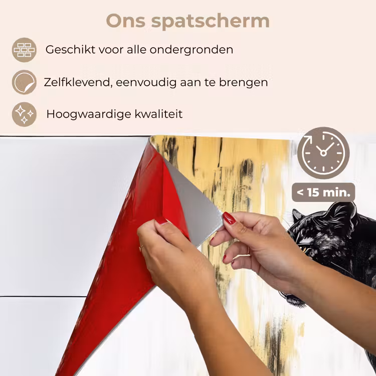 Panter - Zwart - Abstract - Goud keuken achterwand spatscherm klein -spatscherm_NL