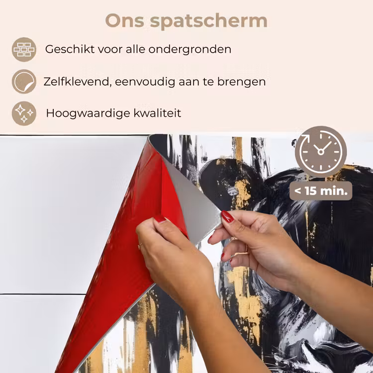Panter - Zwart - Abstract - Verfstreken keuken achterwand spatscherm klein -spatscherm_NL