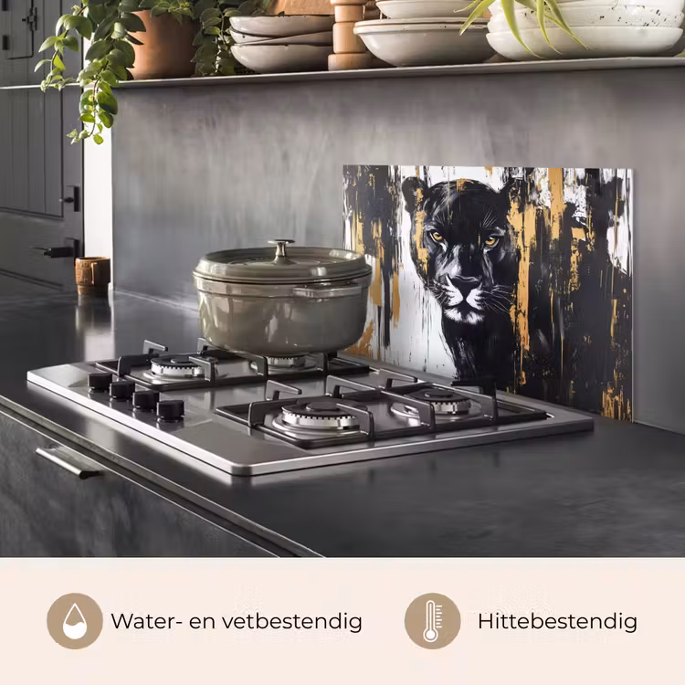 Panter - Zwart - Abstract - Verfstreken keuken achterwand spatscherm klein -usp_NL