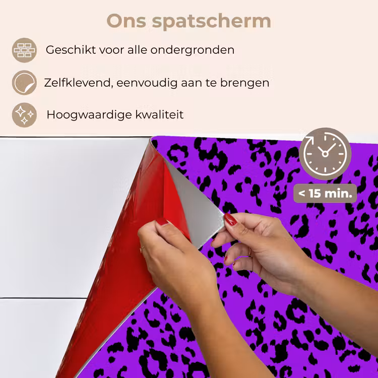 Panterprint - Paars - Patroon keuken achterwand spatscherm klein 900 -spatscherm_NL