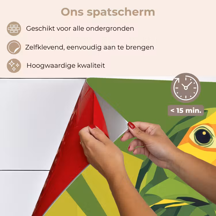 Papegaai - Groen - Snavel - Abstract keuken achterwand spatscherm klein -spatscherm_NL