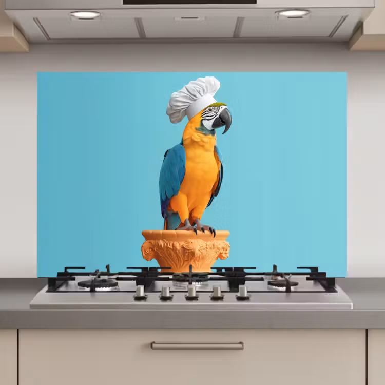 Papegaai - Koksmuts - Grappig - Vogel keuken achterwand spatscherm klein -3d_website